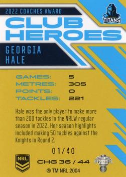 2023 NRL Traders Titanium - Club Heroes Gold #CHG36 Georgia Hale Back